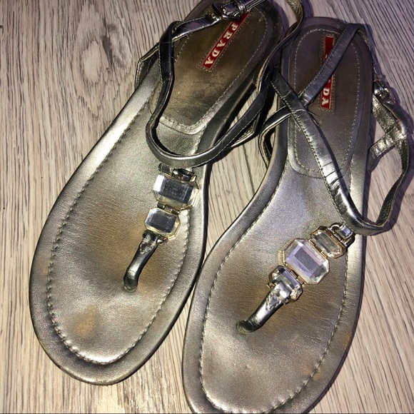 Prada Shoes - Prada wedge rhinestone sandals